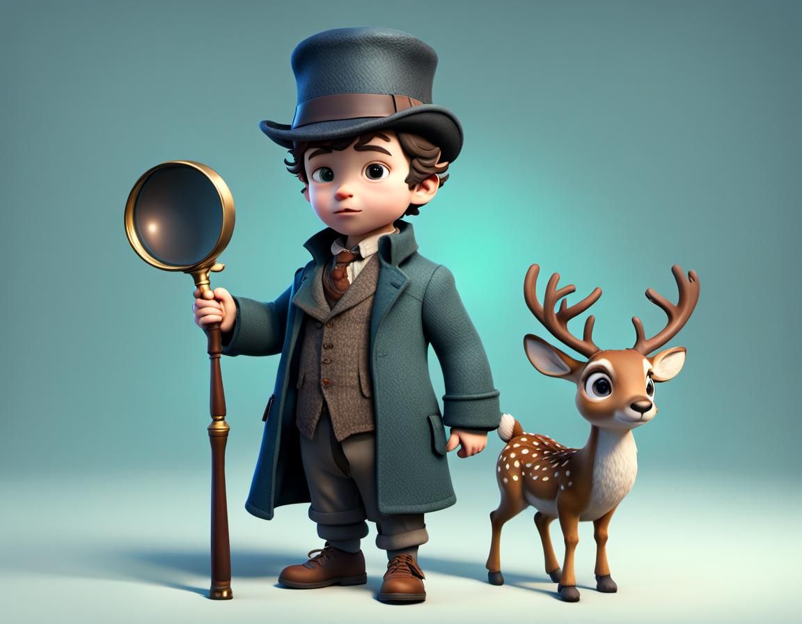 Toddler as Sherlock Holmes: 3D Digital Art