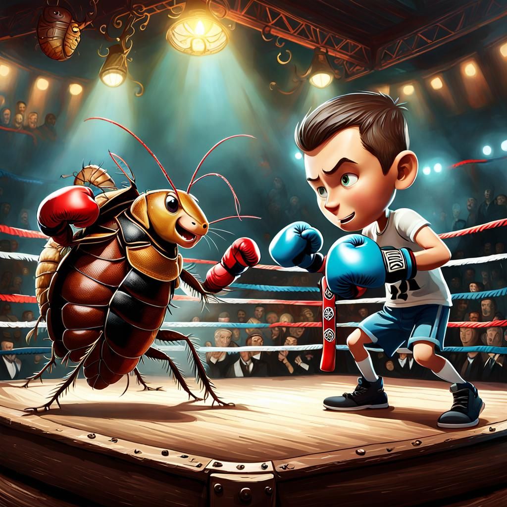 A boxing cockroach!