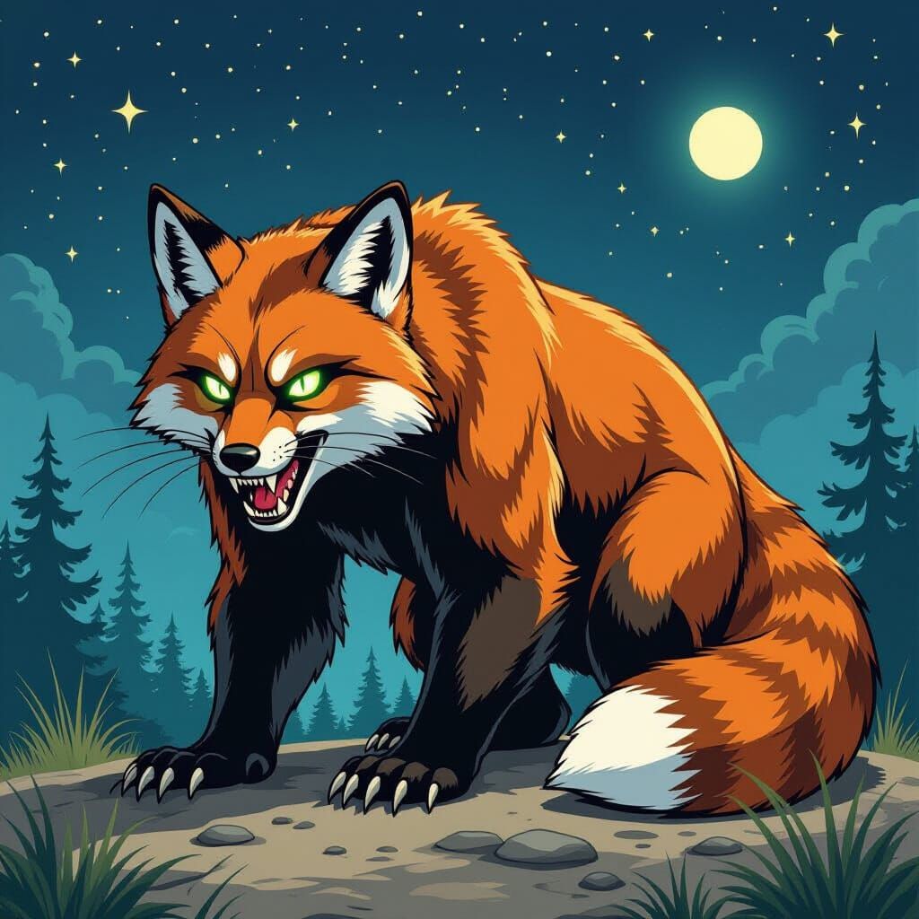 Chimeric Beast: Bear Body, Fox Teeth, Raccoon Vision