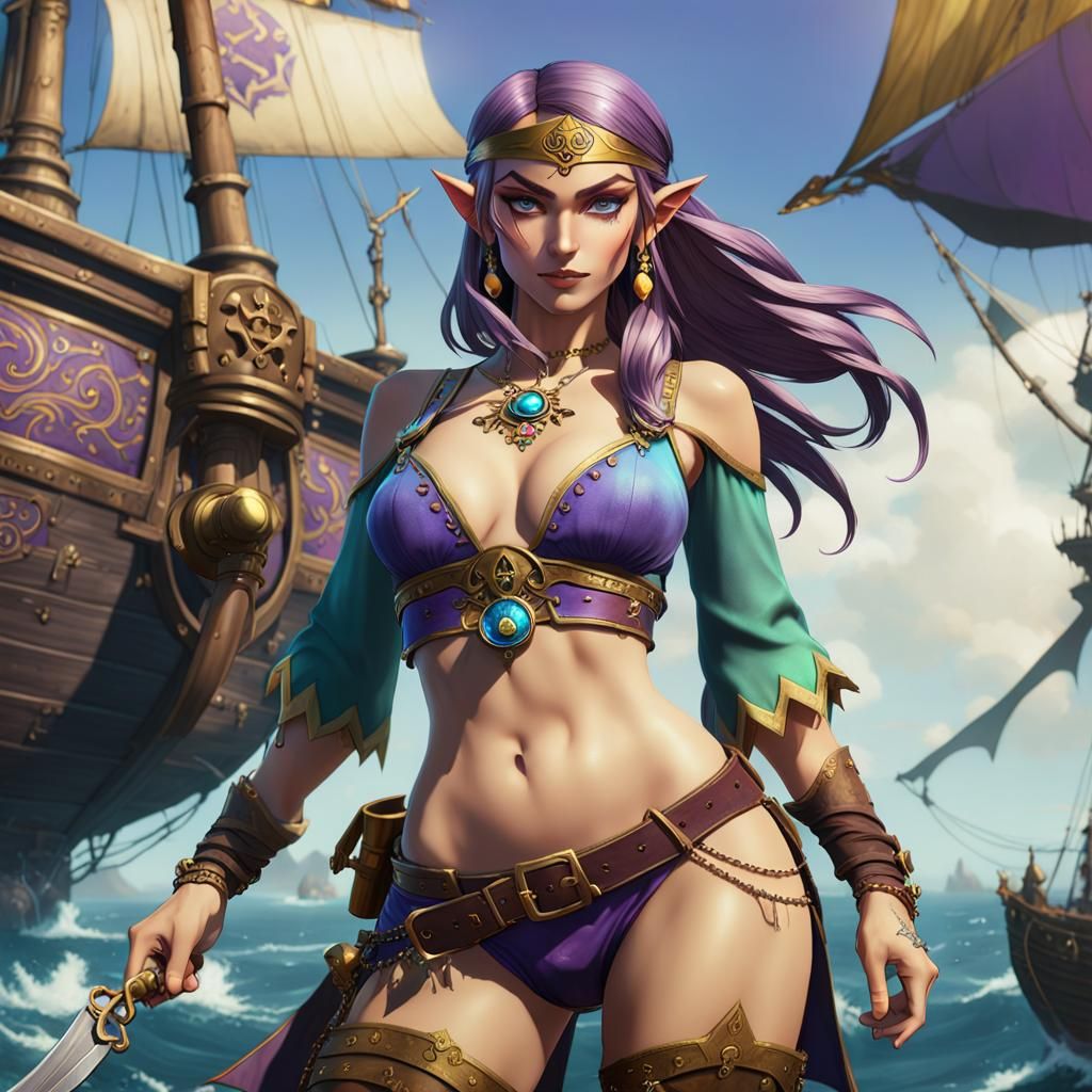 Zelda as Pirate: Dark Fantasy Concept Art