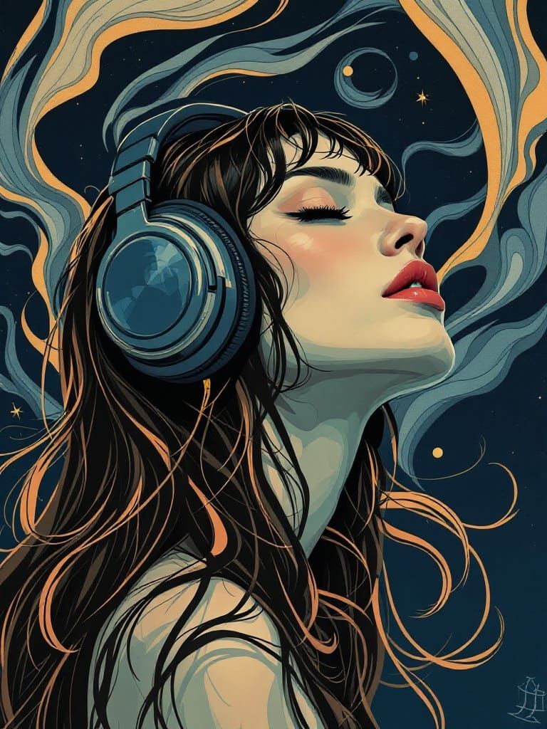 Elegant Music Enthusiast Lost in Melodic Harmony