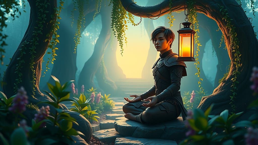 Ethereal Sanctuary of Health with Meditating Rogue