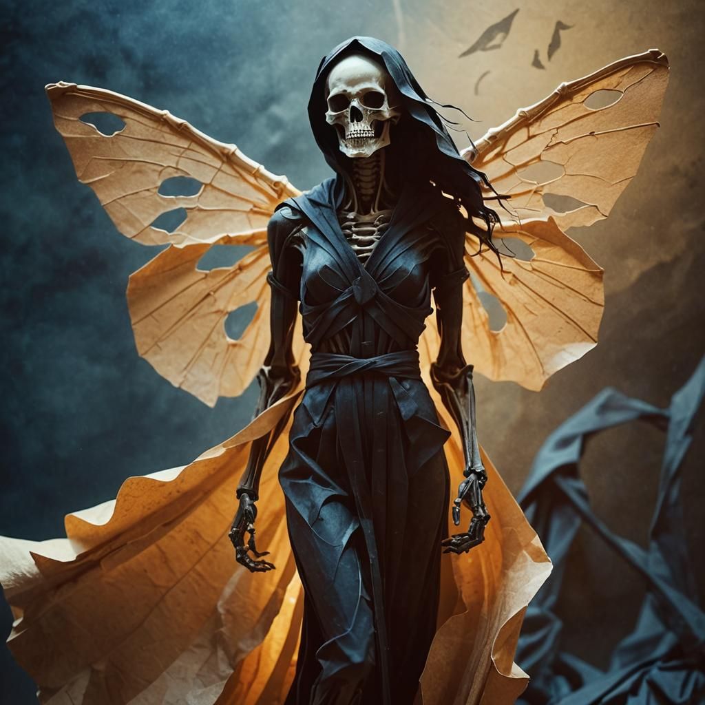 Skeletal Figure with Scythe in Dark Romanticism Style