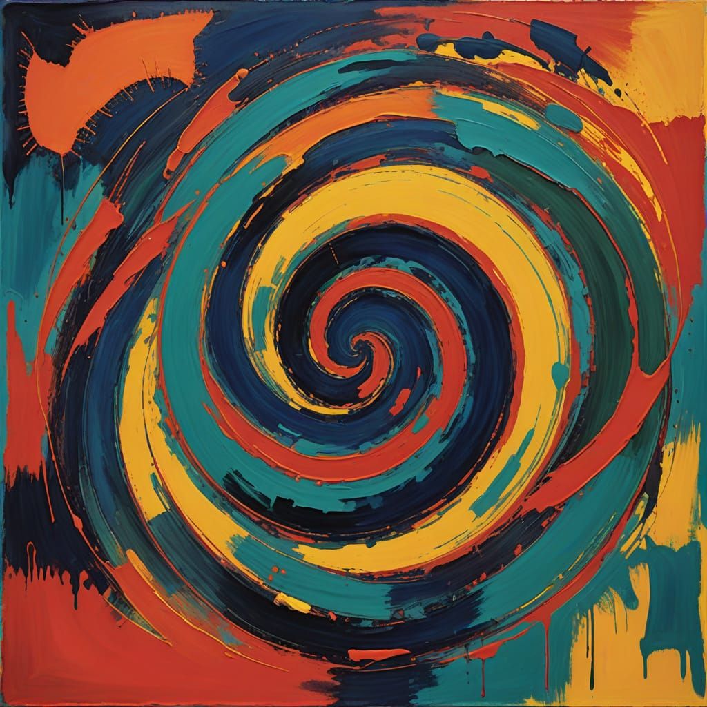 Abstract Vortex Painting with Bold Expressive Brushstrokes