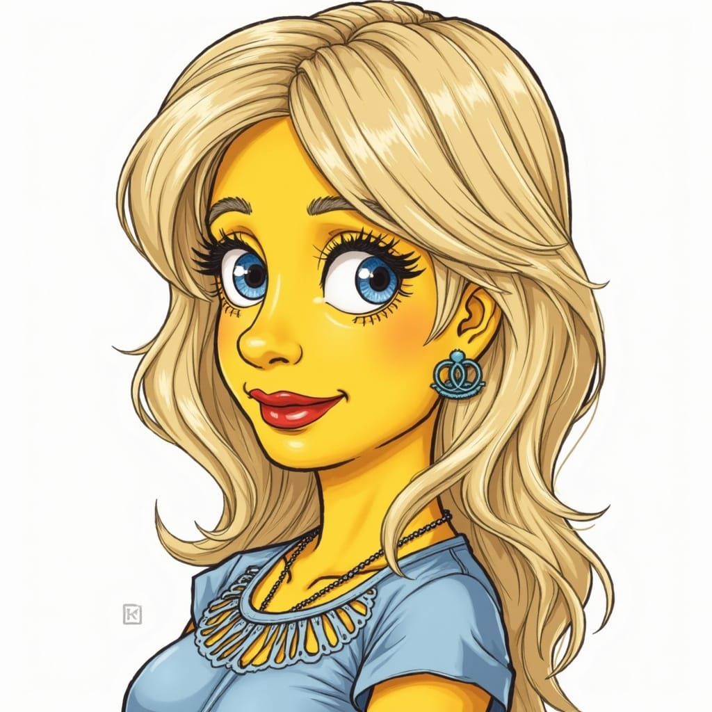 Simpsons Style Cartoon of a Beautiful Woman