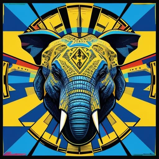 Geometric Elephant in Pop Art Style