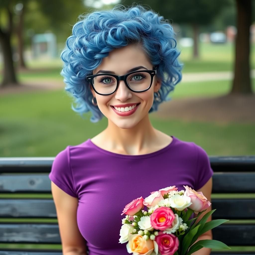 Ethereal Portrait of Woman with Flower Bouquet