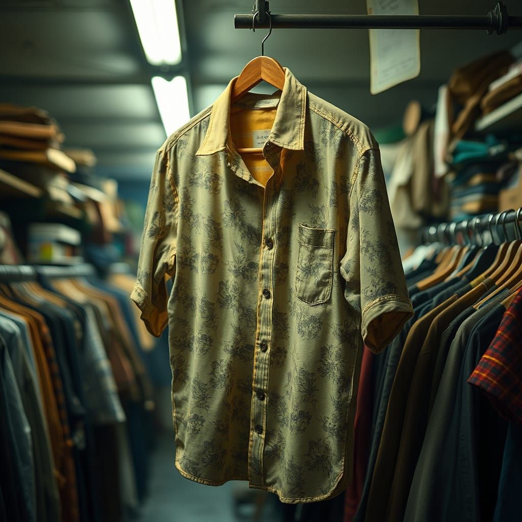 Vintage Shirt in a Dimly Lit Charity Shop