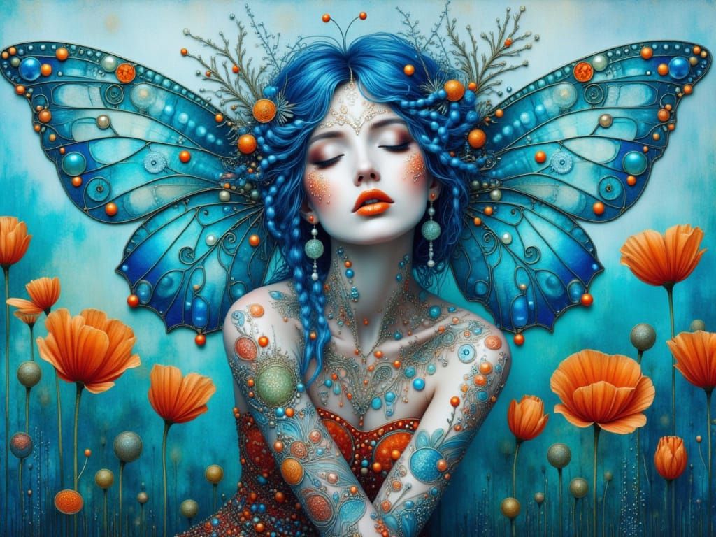 cute young blue gal with blue hair