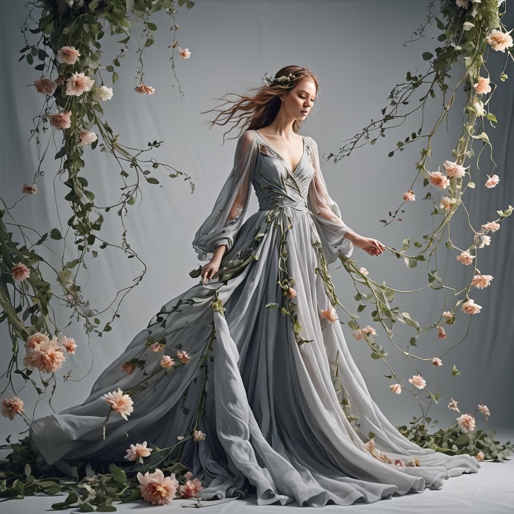 Botanical Gown in Surreal Fashion Photography Style