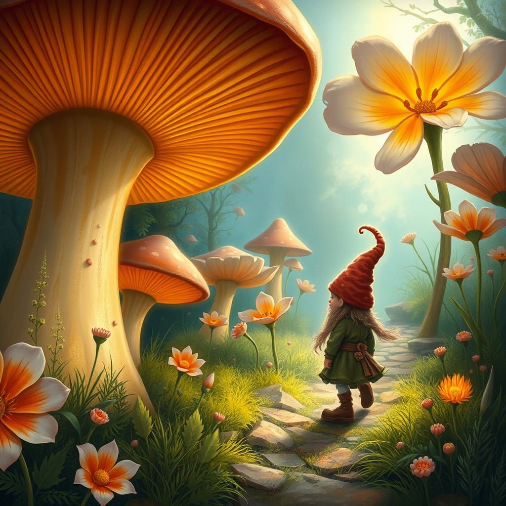 Enchanted Forest Gnomes with Glowing Mushrooms