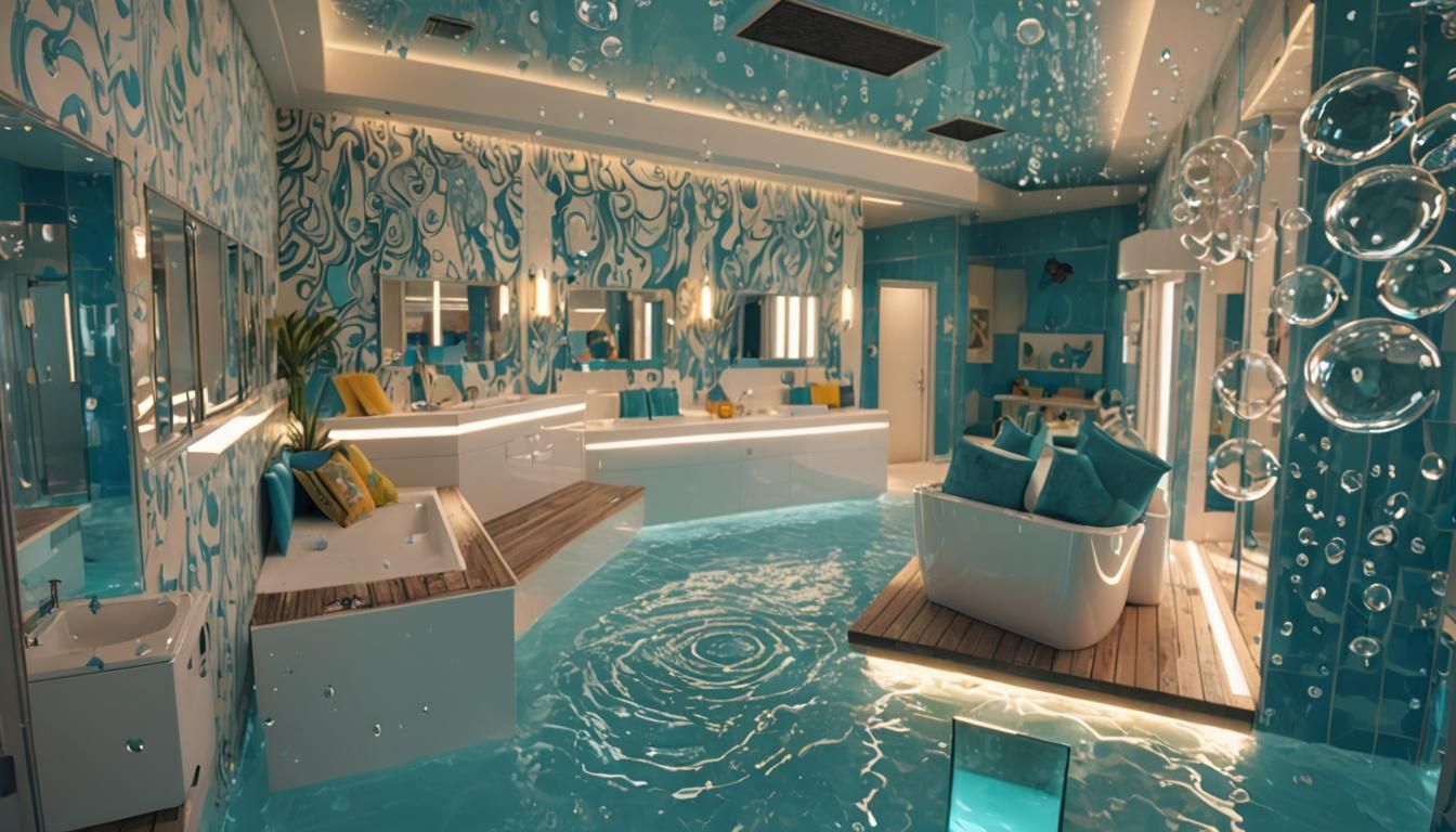 Futuristic Waterpark Bathroom Concept Art