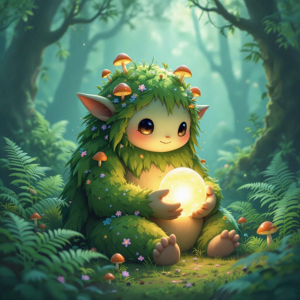 Enchanted Forest Spirit in Ghibli Style