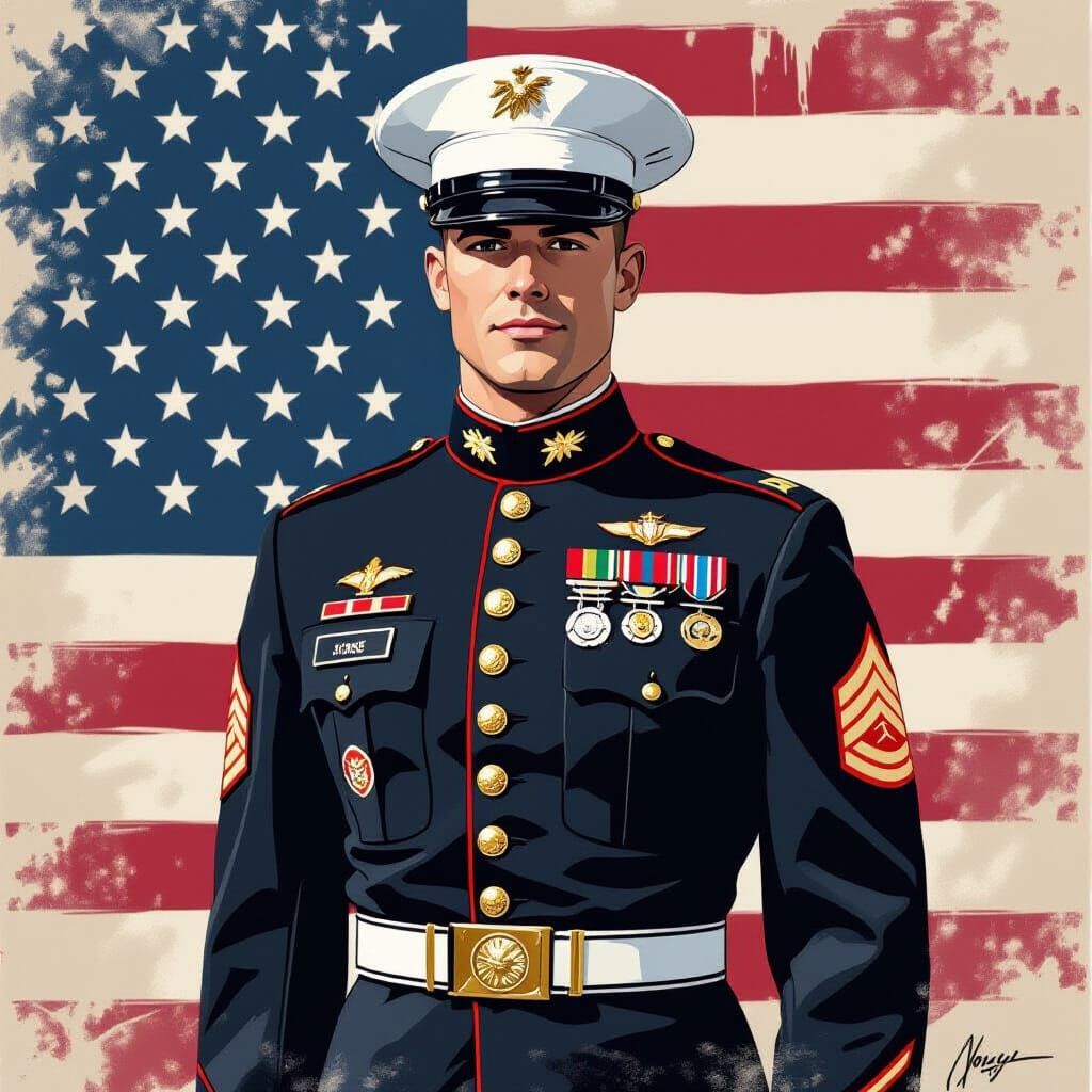 Proud Marine with Eagle Globe and Anchor Emblem