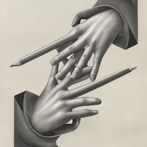 Drawing Hands: An Escher-esque Lithograph