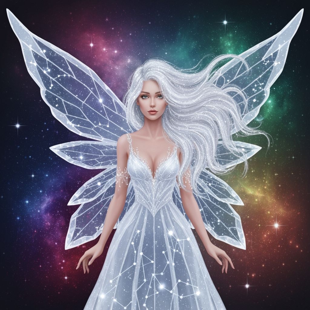 Cosmic Moon Fairy with Crystalline Wings
