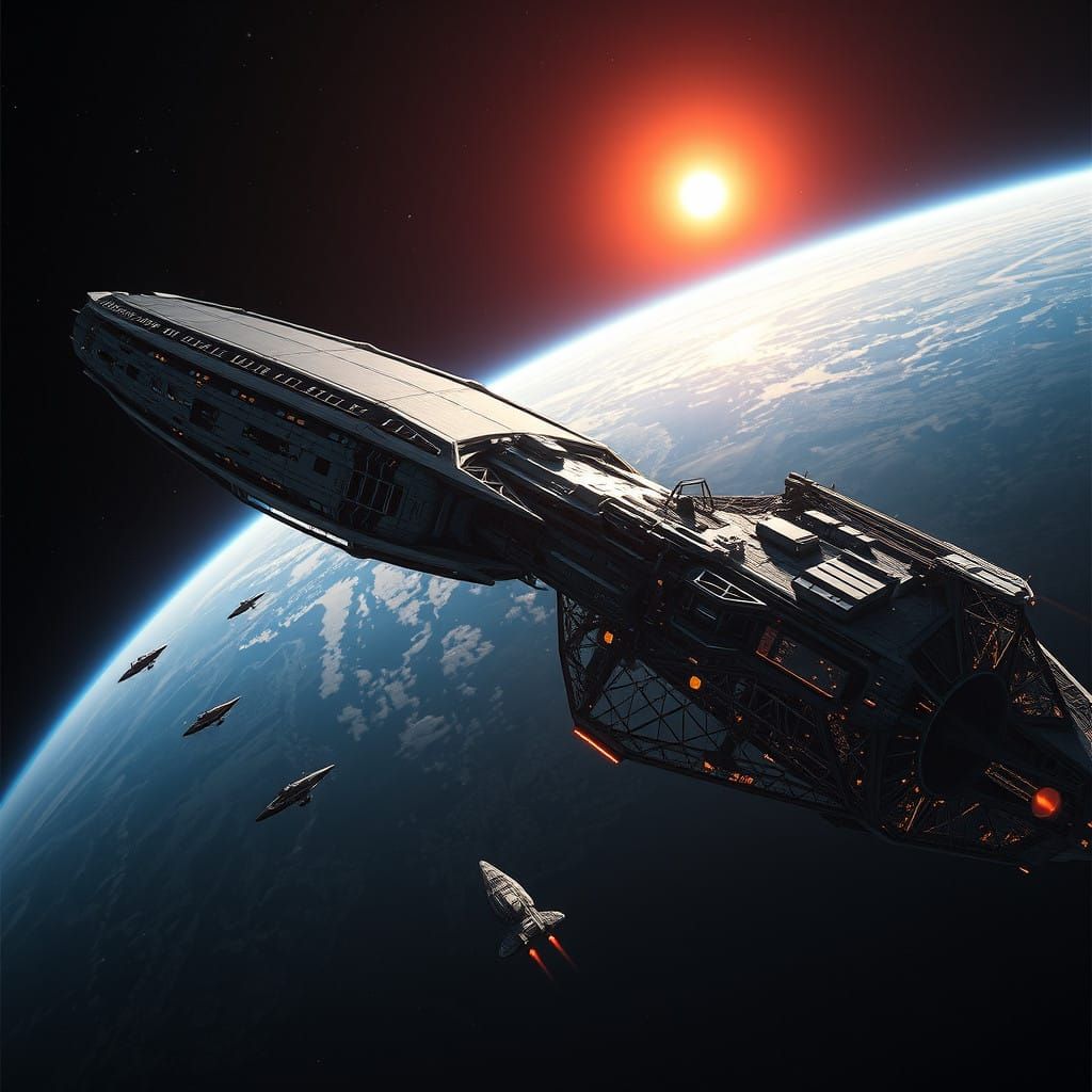 Majestic Space Station in a Futuristic Earth Orbit