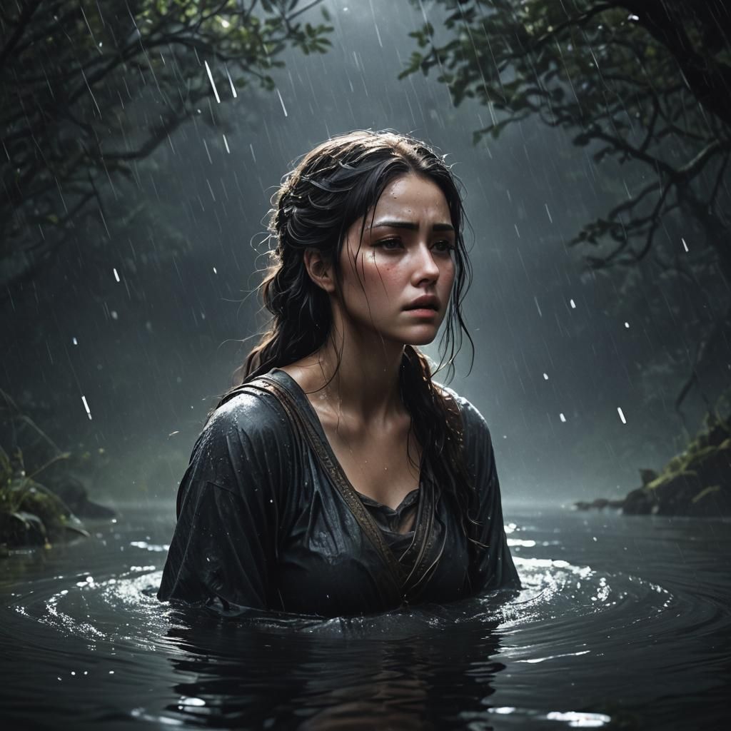 Despairing Woman Surrenders to the Void