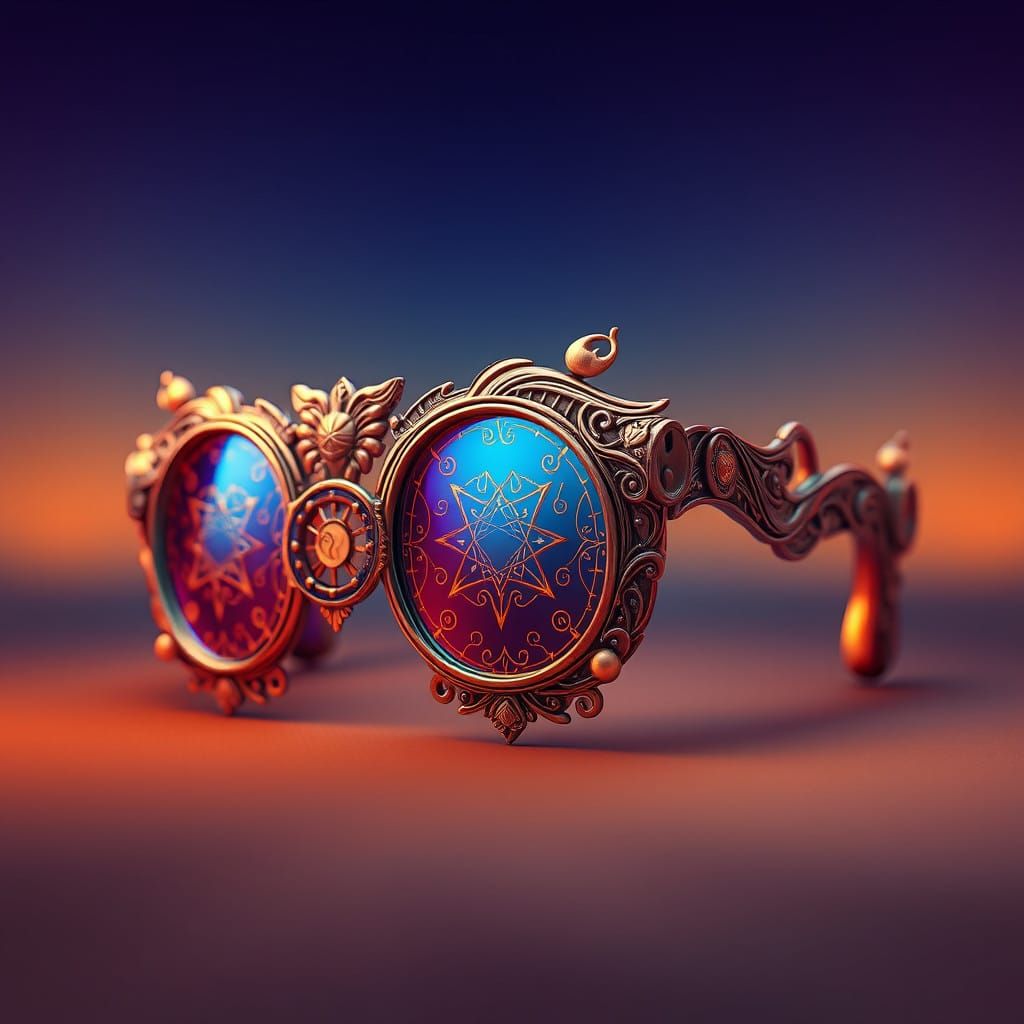Intricately Detailed Fantasy Sunglasses with Mystical Symbol...