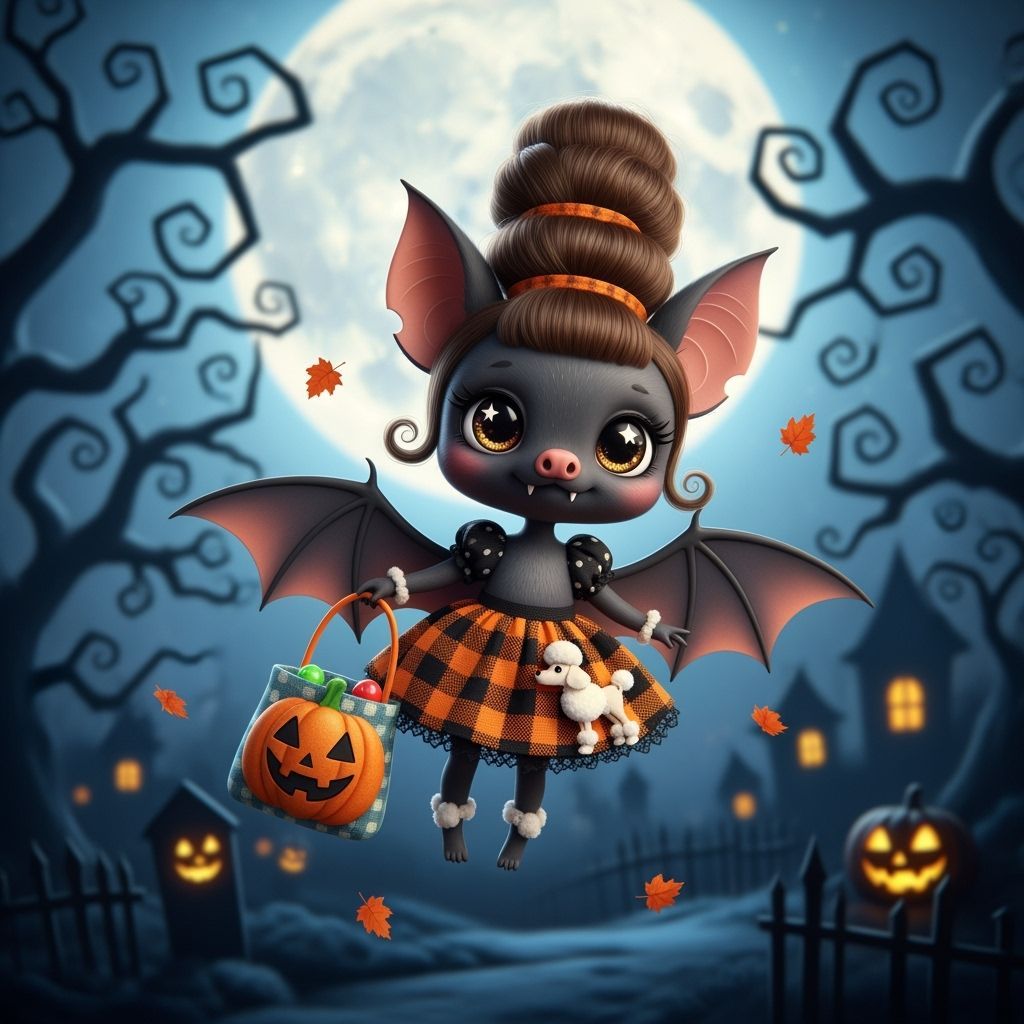 Cute Cartoon Bat in Halloween Costume