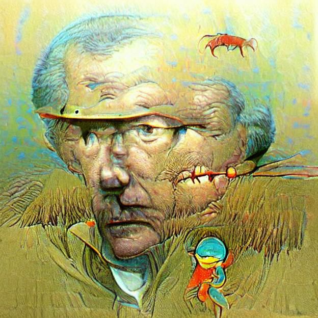 Unsettling Surreal Scene in Moebius-Beksinski Style