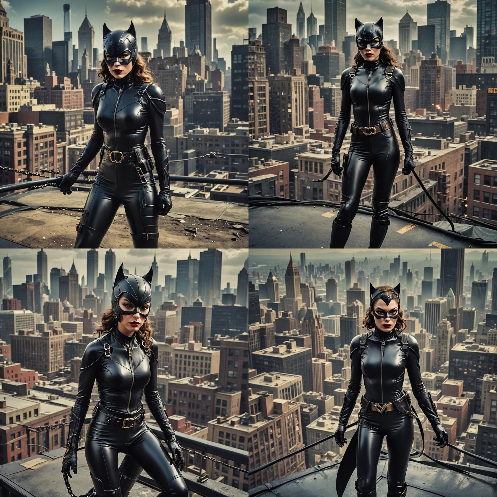 Catwoman in Latex Outfit, Gotham City Scene