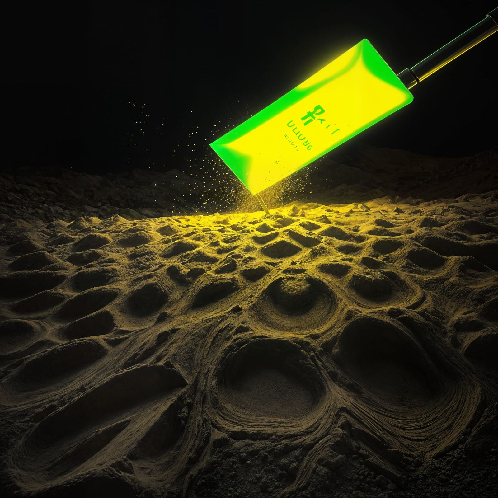 Psychedelic Yellow Shovel Carrying a Brain