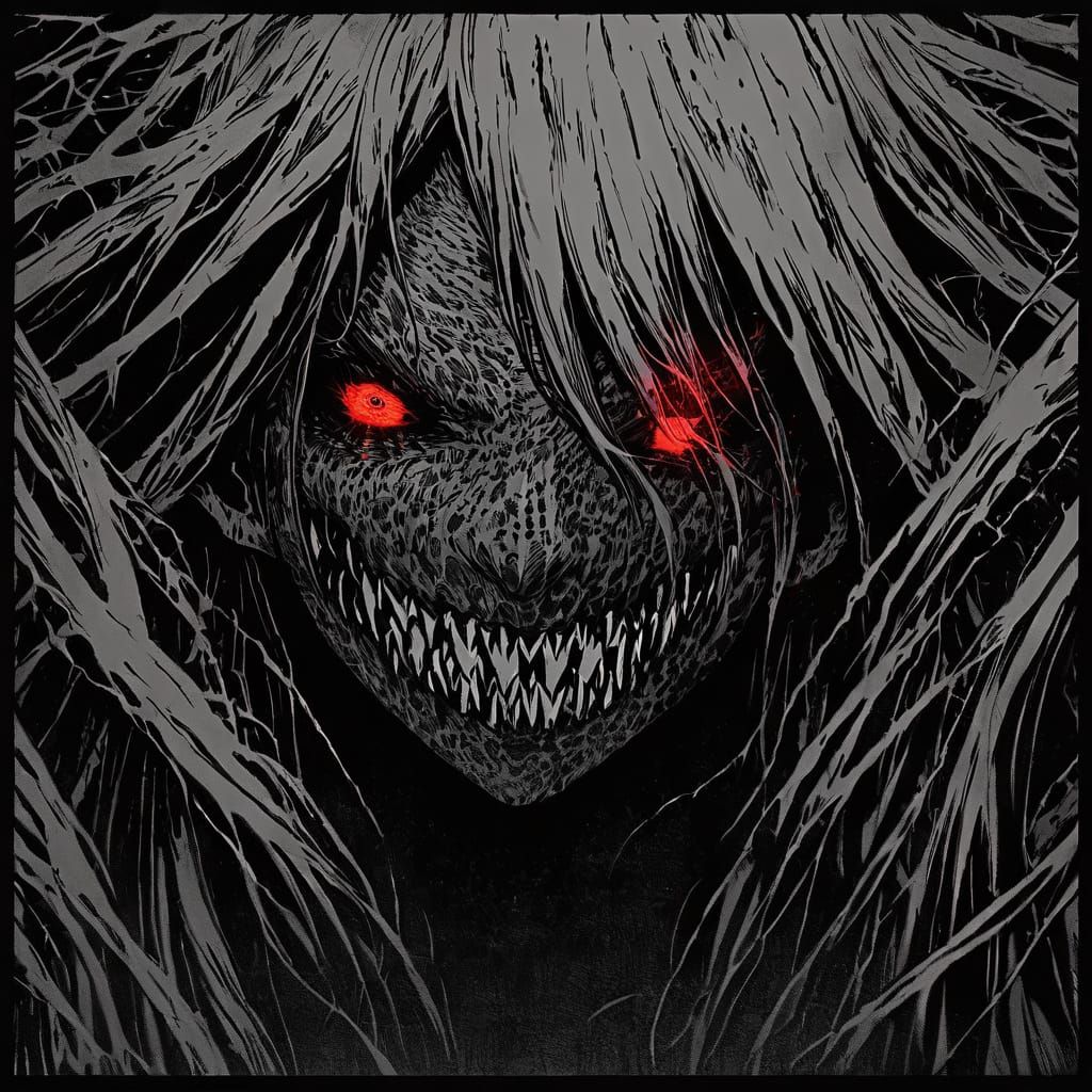 Gothic Manga Goddess with Glowing Eyes