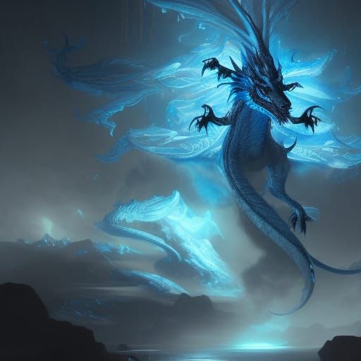 Blue Ice Dragon Concept Art in 8K Resolution