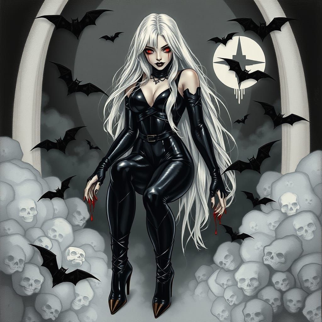 Gothic Vampire Goddess in Dark Fantasy Style