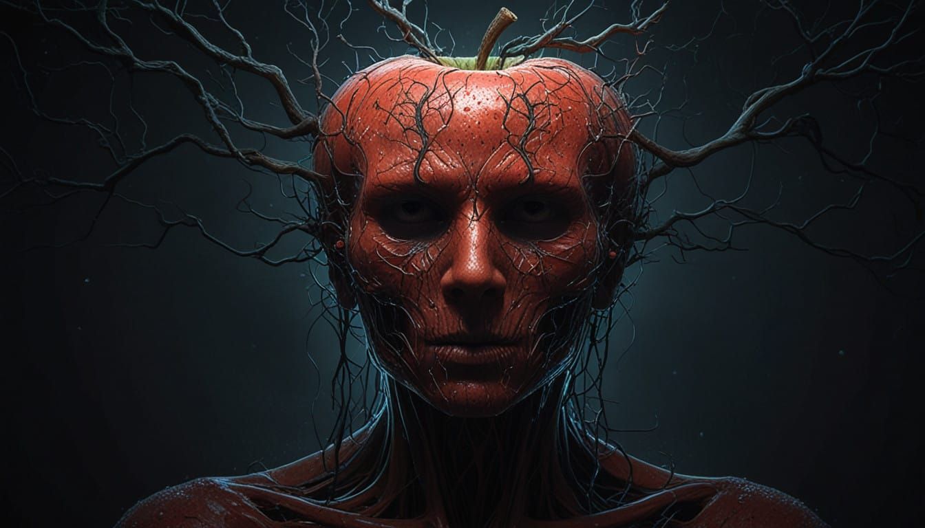 Poisonous Apple in Cosmic Horror Style