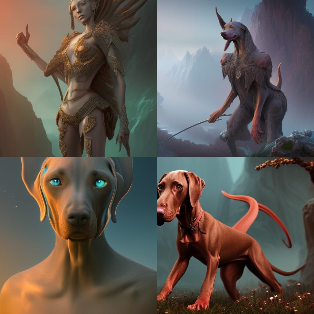 Weimaraner as Human: Detailed Matte Painting