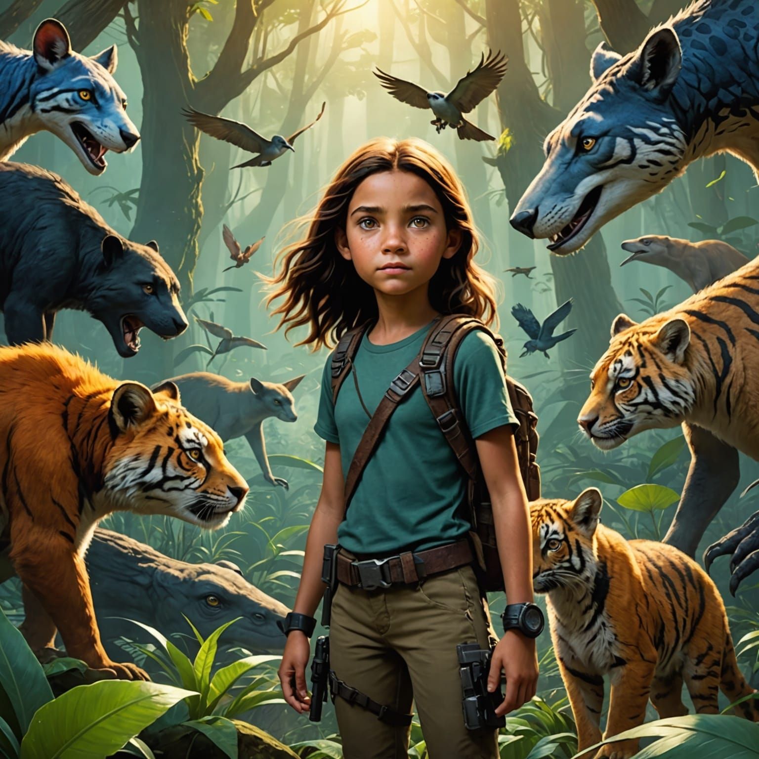 Elara's Quest: Protecting Endangered Species, Hyperrealistic...