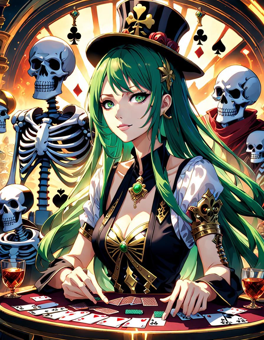 Anime Characters Play Poker, Fairy Style Illustration
