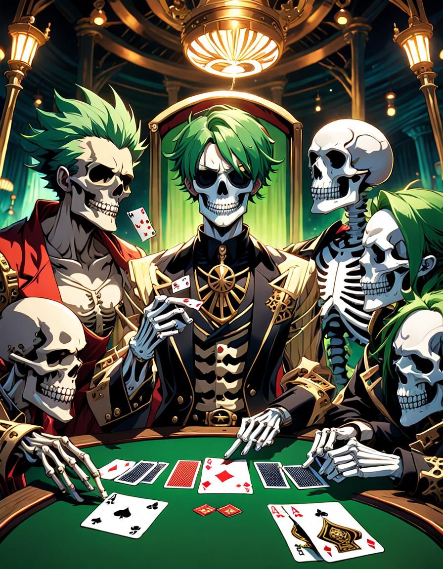 Anime Characters Play Poker in One Piece Style