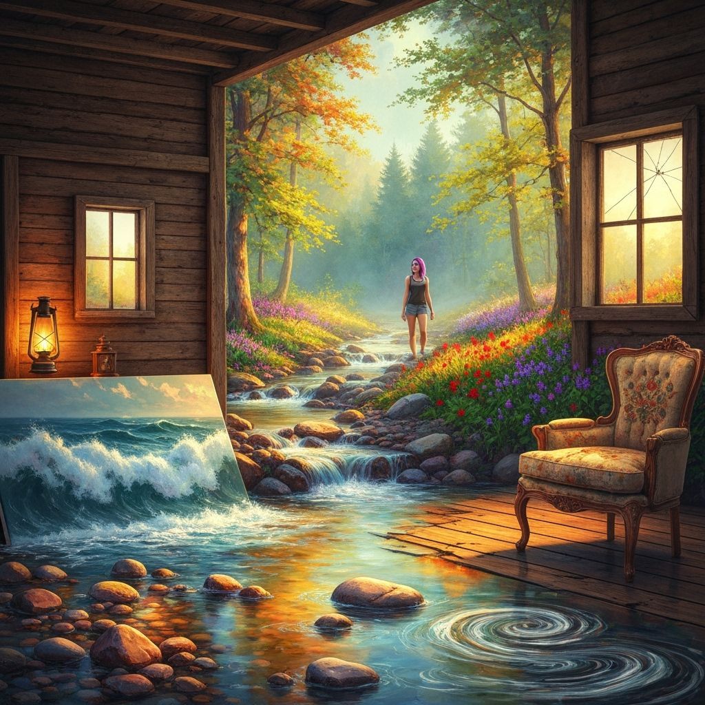 Tranquil Spring Woodland Stream Painting