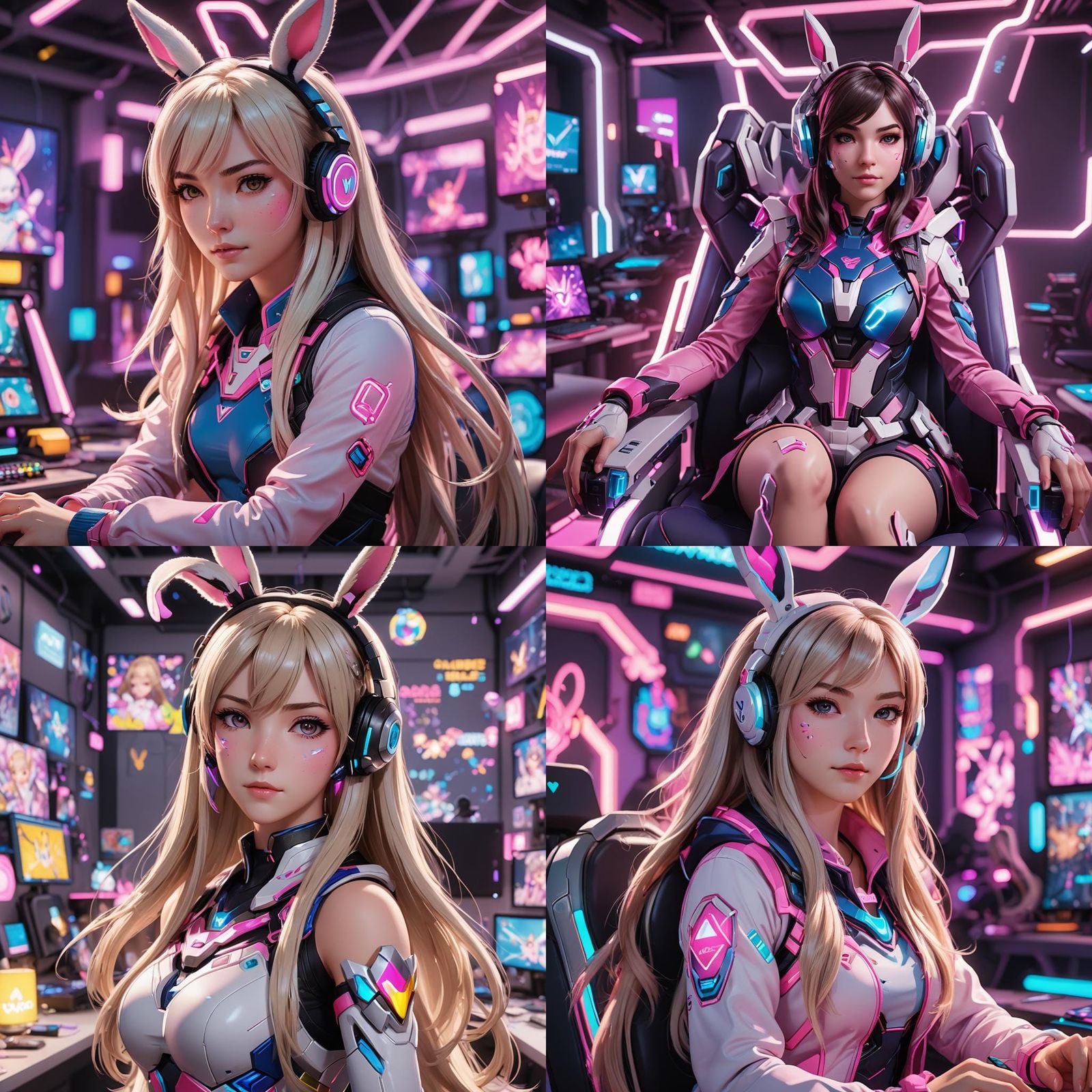Cute E-Girl Overwatch Character in 3D Anime Style