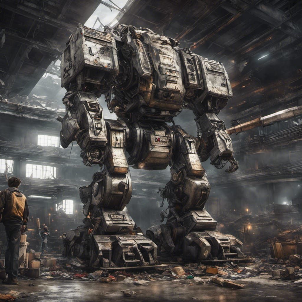 Giant Garbage Recycling Mech with Human Pilots