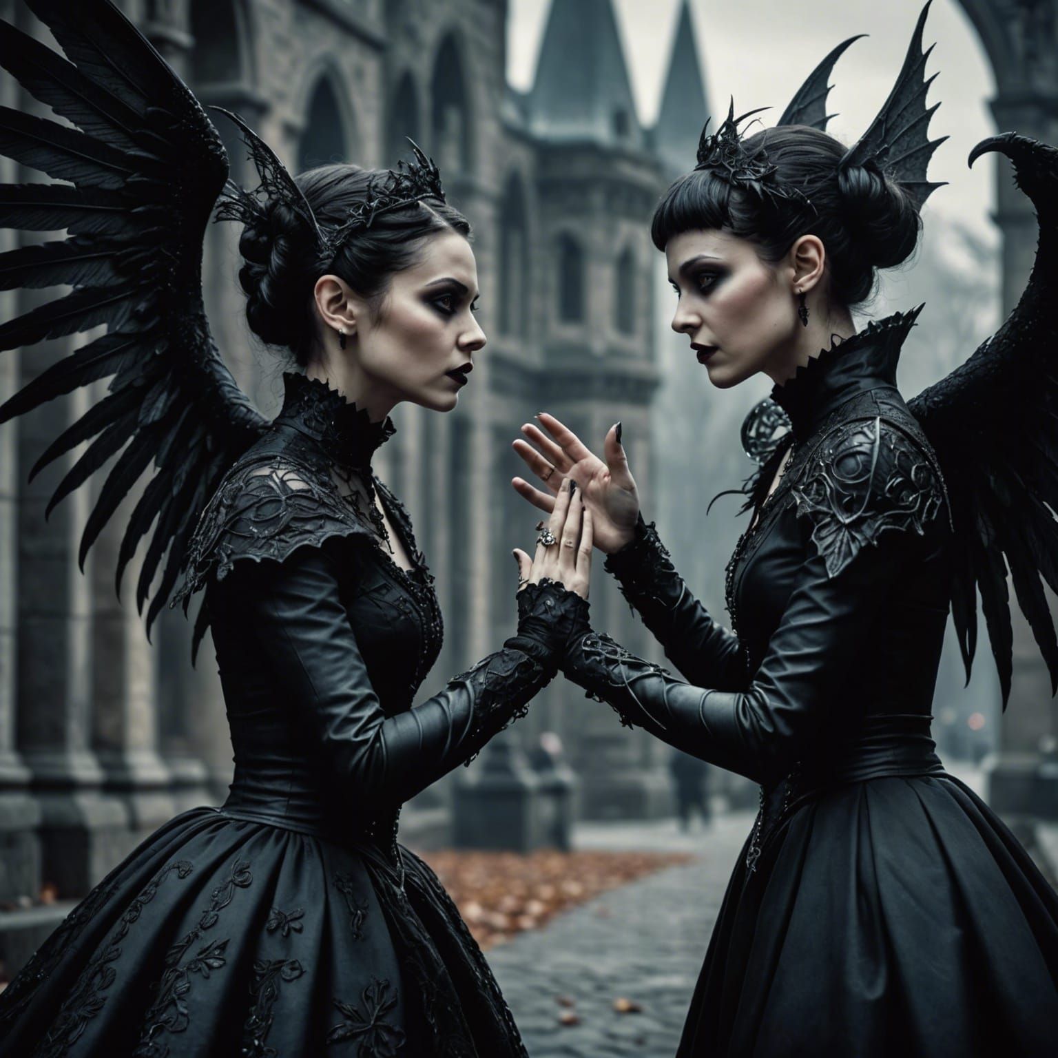Gothic Pixie and Vampire High Five, Hyperrealistic