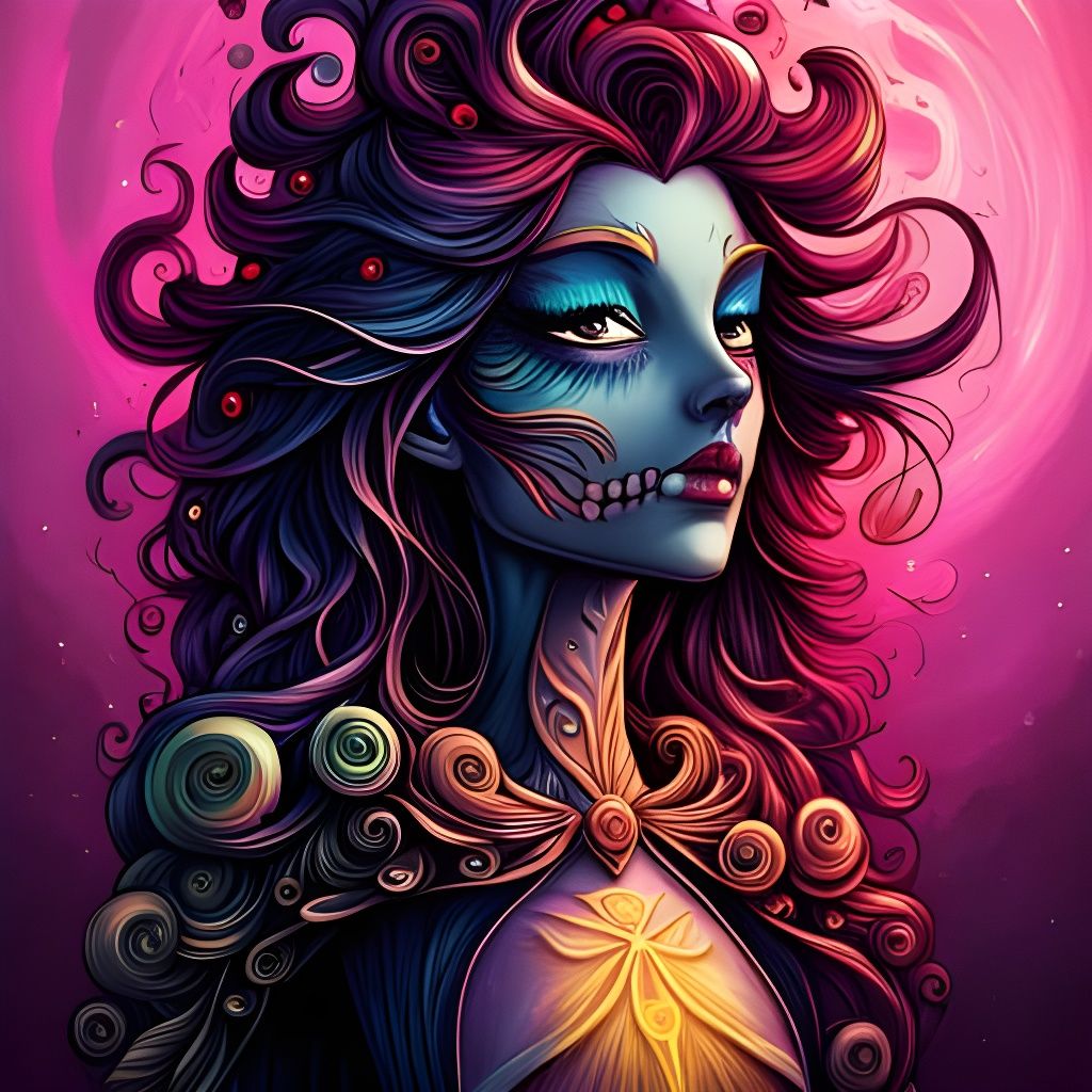 Psychedelic Portrait of a Woman in Surreal Style