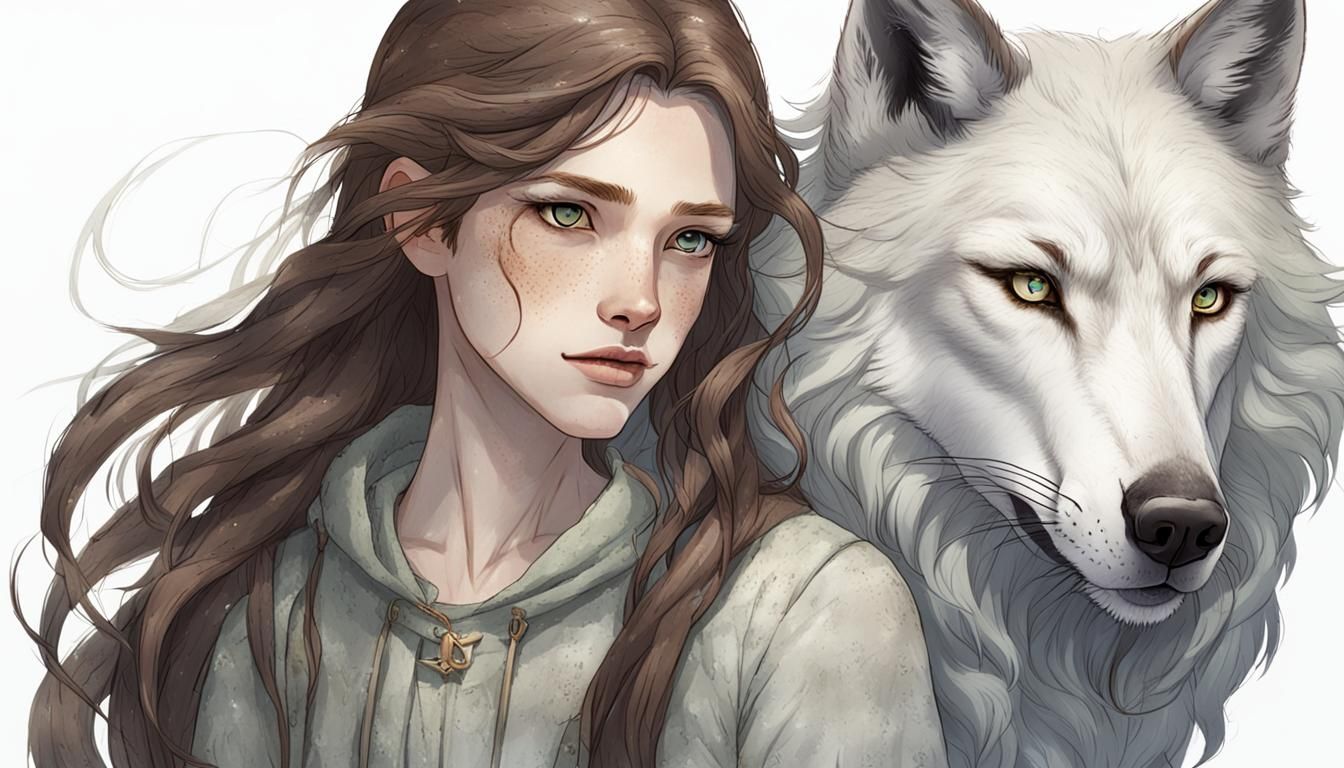 Girl as Gray Wolf Therian Digital Portrait