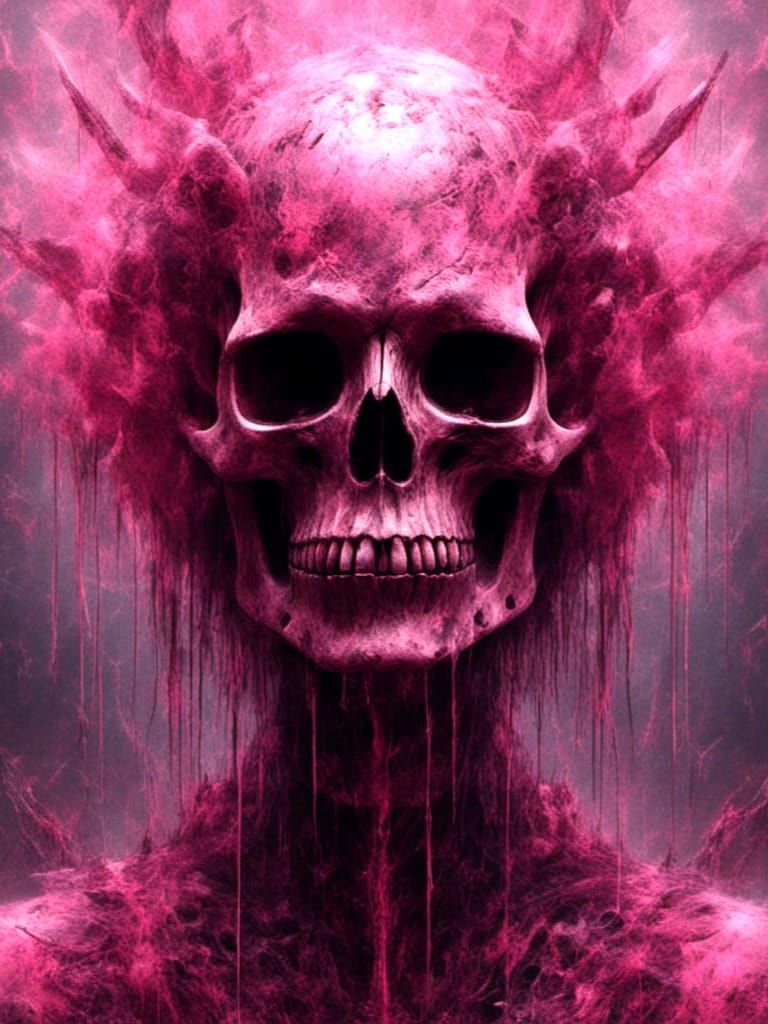 Detailed Pink Skull King Portrait in Dark Fantasy Style