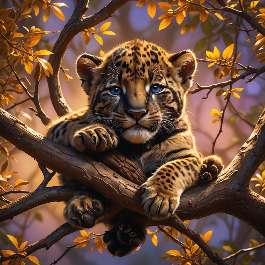 Baby Panther Sleeping: Pixar-Inspired 3D Digital Art