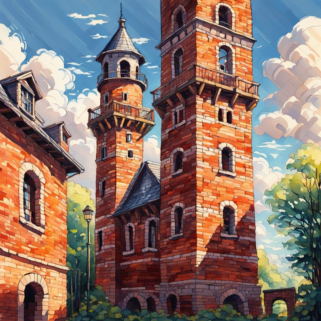 Impressionist Brick and Wood Tower Concept Art