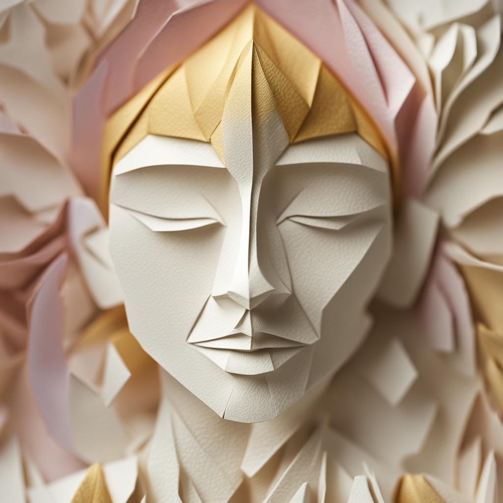 Soft Focus Papercraft Portrait in Watercolor Style