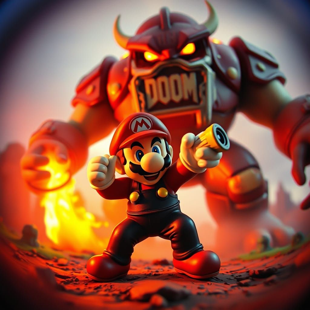 Mario-Doomguy Battles Giant Boss in Hades: Holga Toy Camera ...