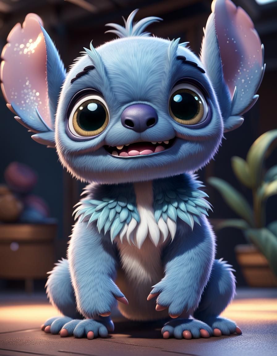 Adorable 3D Stitch with Reflective Eyes