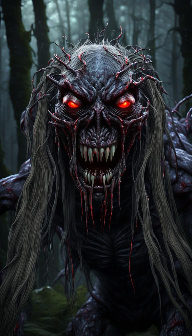 I got a monster within . . . my own self !, a highly realistic highly detailed 3D Surreal image of a life-size "She-Demo...