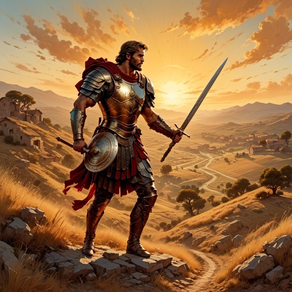 Roman Soldier on Farm in High-Fantasy Art