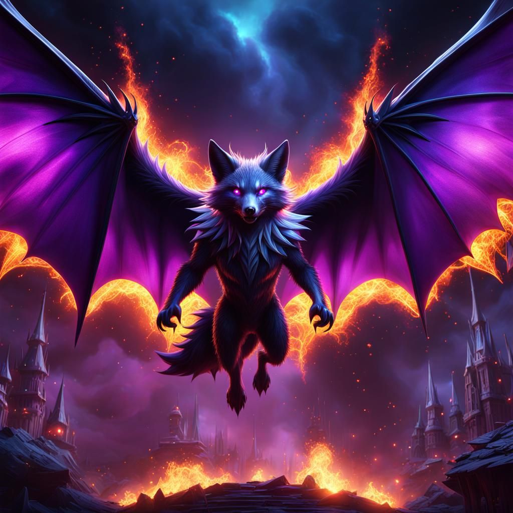 Furious Silver Fox with Ethereal Fire Explosion